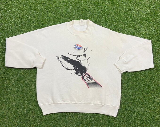 Vintage Rare Pepsi Crewneck Sweatshirt Size Medium M Classic Cola Soda Pull Over Comfy Cozy Warm 1980s 80s Art
