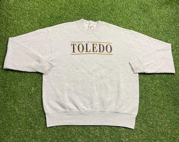 Vintage University of Toledo Crewneck Sweatshirt Made USA Size Xtra Large XL Ohio College Classic Pull Over Oversized 1990s 90s
