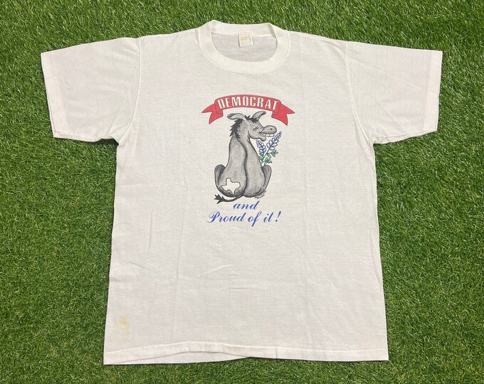 Vintage Democrat T Shirt Tee Made USA Size Xtra Large XL Political Politics Government Election Voting 1990s 90s