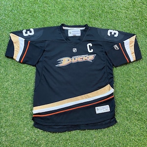 Vintage Anaheim Ducks Goldberg #33 Jersey Reebok Size Youth Large NHL Hockey California Mighty Ducks Classic 1990s 90s Disney