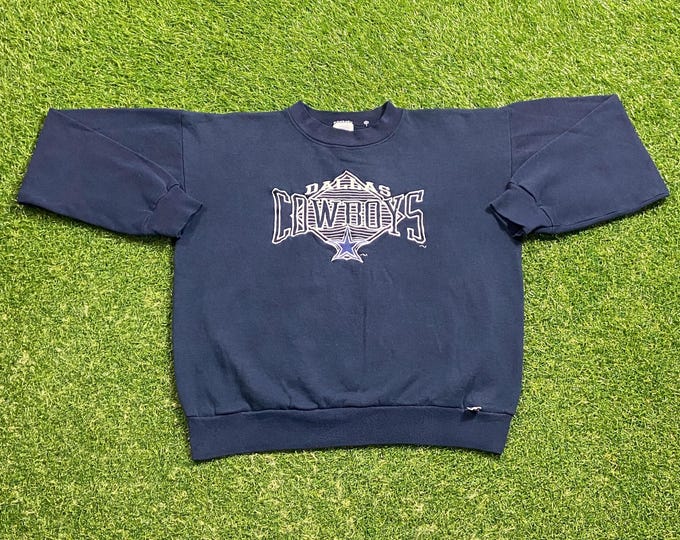 Vintage Dallas Cowboys Crewneck Sweatshirt Made USA Size Medium M Texas Warm NFL Football Classic 1990s 90s Pull Over Oversized