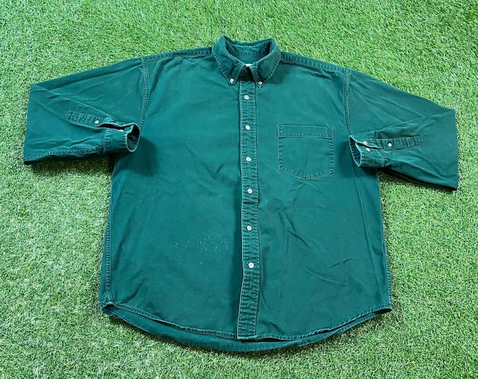 Vintage Eddie Bauer Button Down Size Large L American Clothing Apparel Classic Quality Fit 1990s 90s