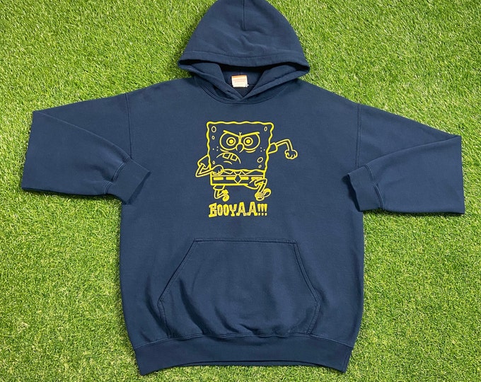 Vintage SpongeBob SquarePants Hoodie Sweatshirt Size Large L Nickelodeon Classic Cartoon 00s Pull Over Oversized