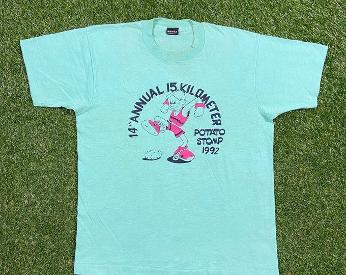 Vintage 14th Annual 1992 Potato Stomp T Shirt Tee Screen Stars Made USA Size Large L 1990s 90s