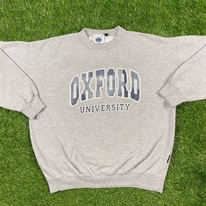Vintage University of Oxford Spell Out Sweatshirt Crewneck Large 1980s Comfy Cozy England Sweater 80s Classic Grey Original Euro Pull Over