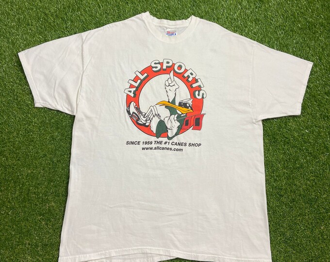Vintage University of Miami Hurricanes T Shirt Tee Hanes Size XX 2XL 305 The U Miami Style Florida NCAA College Football