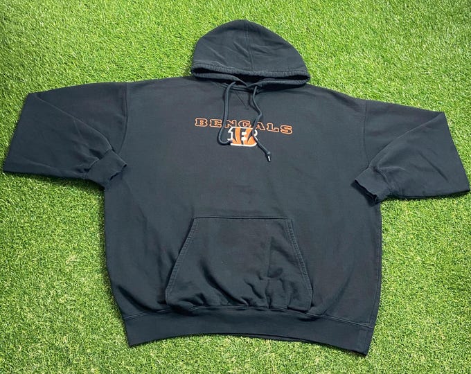 Vintage Cincinnati Bengals Hoodie Sweatshirt Size Xtra Large XL NFL Football Ohio Pull Over Oversized 1990s 90s
