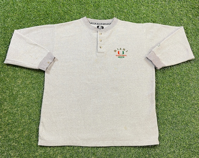 Vintage University of Miami Hurricanes Crewneck Sweatshirt Starter Size Large L 305 The U Miami Style Florida NCAA College Football 1990s