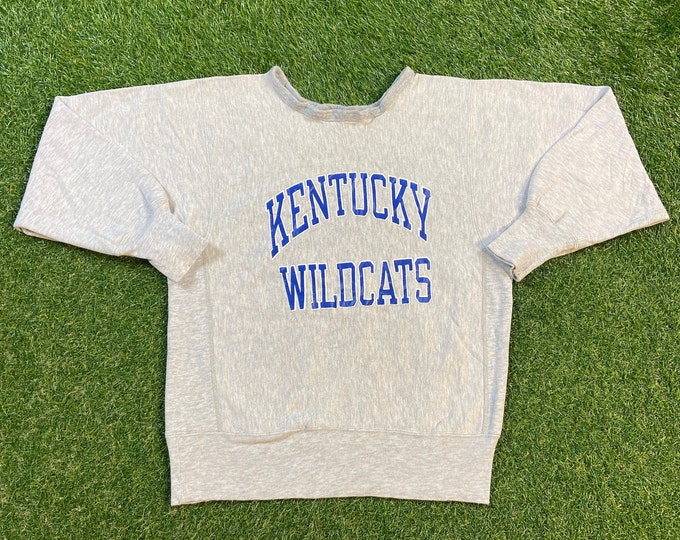 Vintage University of Kentucky Wildcats Crewneck Sweatshirt Medium M NCAA College Football Lexington Go Big Blue 80s Pull Over Reverse Weave