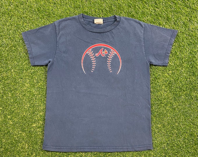 Vintage Atlanta Braves T Shirt Tee Lee Sport Size Youth Large 14/16 MLB Baseball ATL 90s 1990s