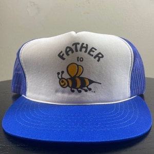 Vintage Father to Be Bee Snapback Hat Size Medium / Large Classic Trucker Hat Rare Cap Family Funny 1980s 80s Expecting