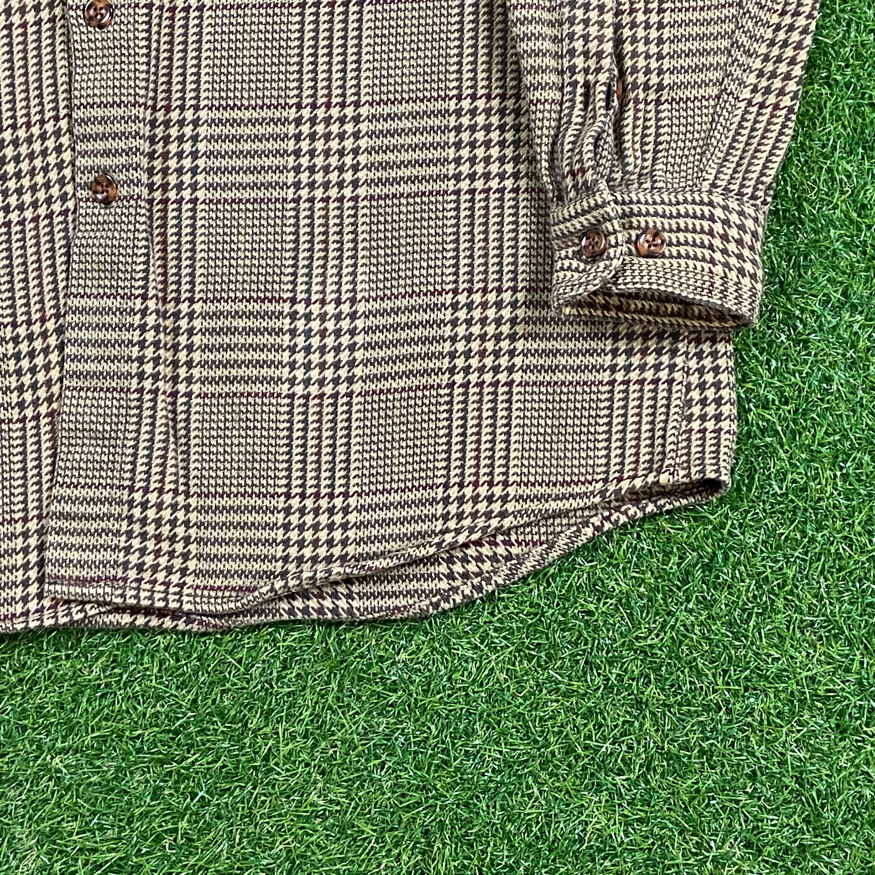 Vintage flanellen jas button down jurk shirt de J Peterman company size medium M 1970s jaren 70 kwaliteit Kleding Jongenskleding Tops & T-shirts Overhemden en buttondowns 