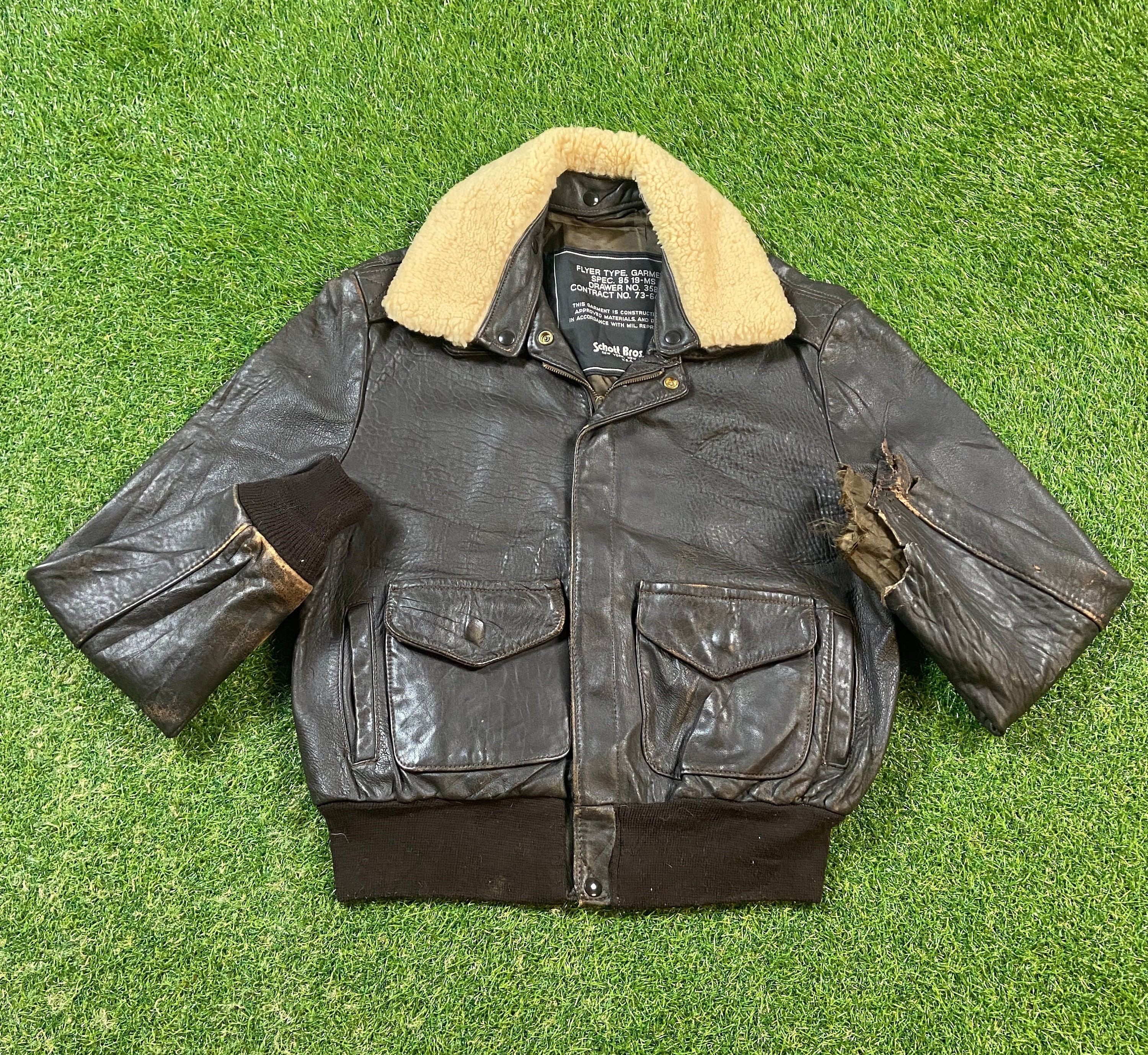 Vintage Schott Black Leather Jacket Made USA Size 44 Large - Etsy