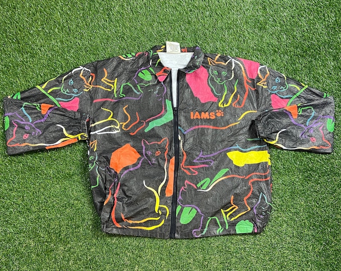 Vintage IAMS Jacket Size Xtra Large XL Cats Classic Kitty Kitten Cat Food Pet 1990s 90s