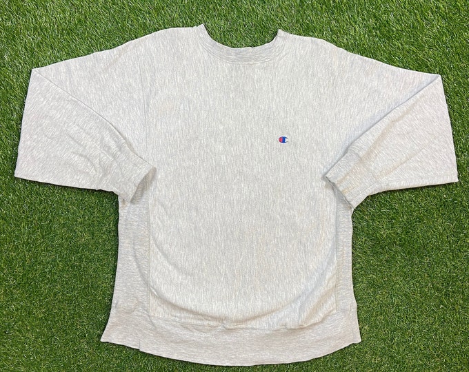 Vintage Plain Gray Champion Crewneck Sweatshirt Size Xtra Large XL Quality 1970's Oversized Comfy Great Fit Made USA Original 70s Pull Over