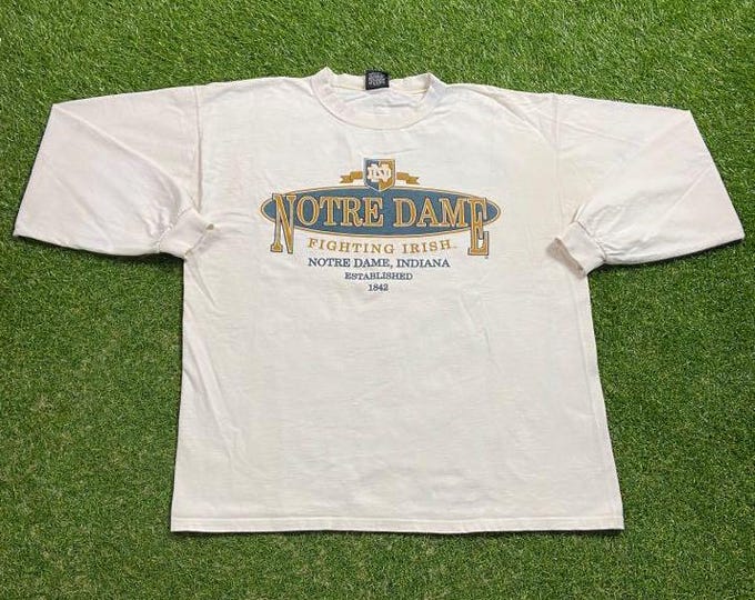 Vintage University of Notre Dame Long Sleeve Shirt Made USA Size Large L Fighting Irish NCAA College Football 1990s 90s