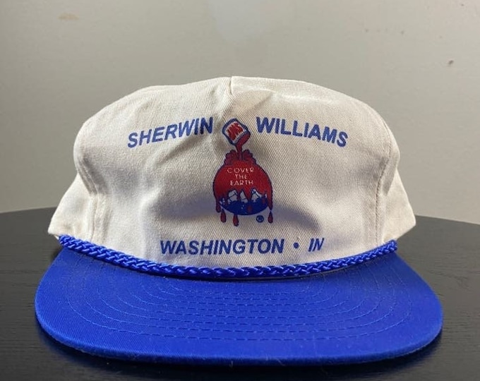 Vintage Sherwin Williams Snapback Hat Nissun Cap OSFA Washington Indiana Paint and Coating Manufacturing Company 1980s 80s