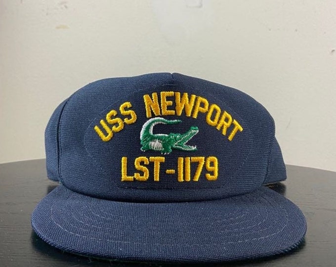 Vintage USS Newport Snapback Hat Made USA OSFA Military Navy Army Marines 1990's 90's