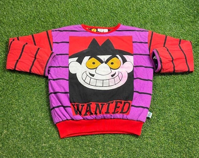 Vintage Rocky & Bullwinkle Reversible Toon Time Crewneck Sweatshirt Size Large L Cartoon Warner Bros Looney Tunes Animation Boris 1990s 90s