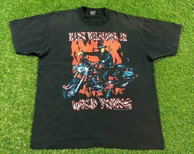Vintage Hank Williams Jr 94 Tour T Shirt Tee Fruit of the Loom Made USA Size Xtra Large XL American Country Music Authentic 1990s 90s