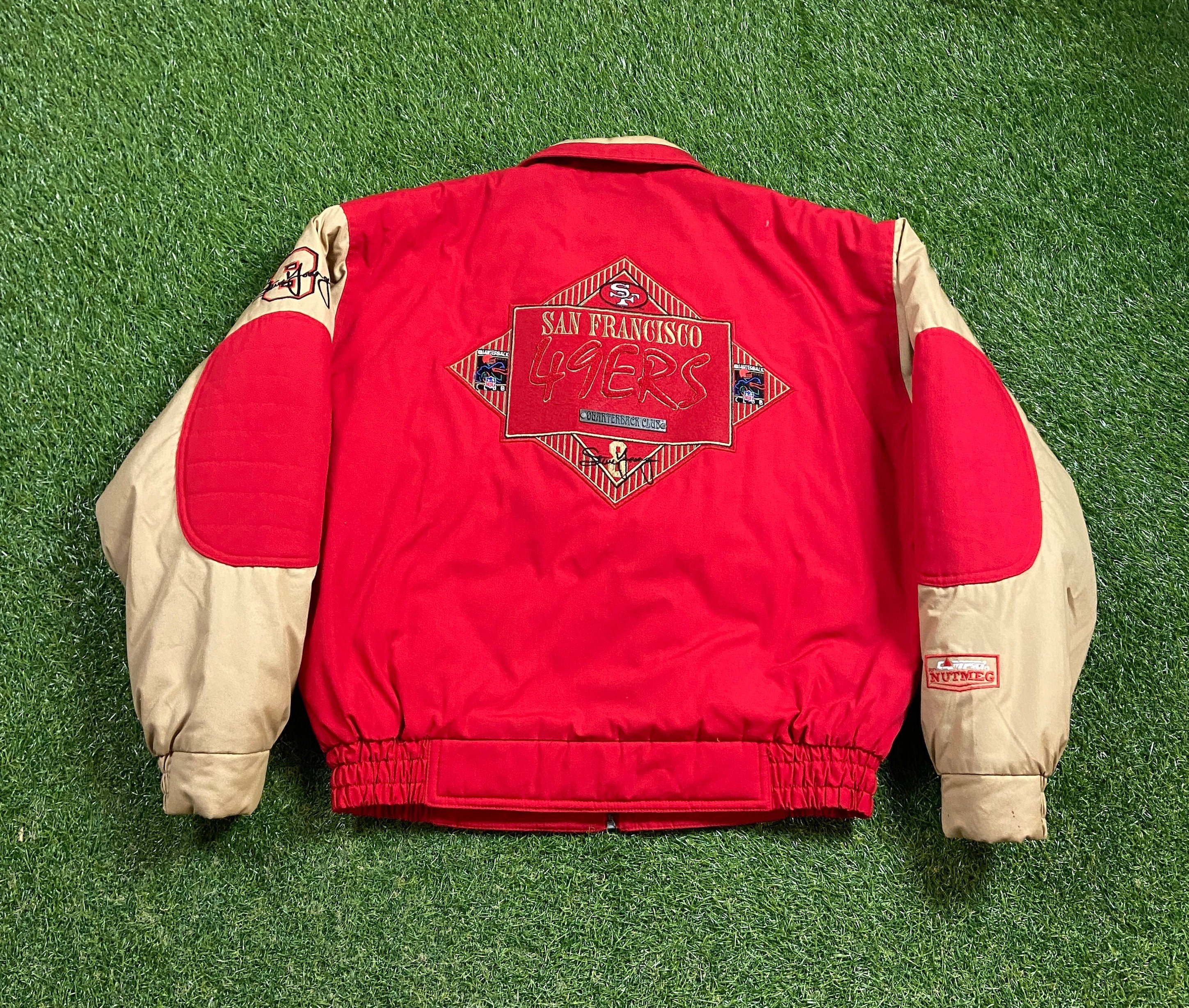 Vintage San Francisco 49ers Jacket Nutmeg Mills Xtra Large XL NFL Football California Steve Young Rain Coat 1990s 90s Rare Sample 1 of 1