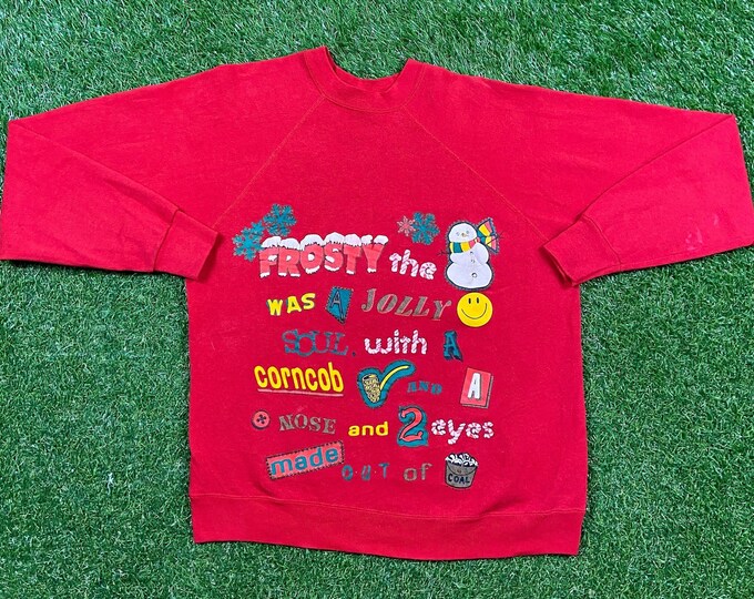 Ugly Christmas Sweater Vintage Tacky Holiday Party Merry Santa Classic Santa Claus Xmas 90s 80s Knit Classic Size Medium Frosty the Snowman