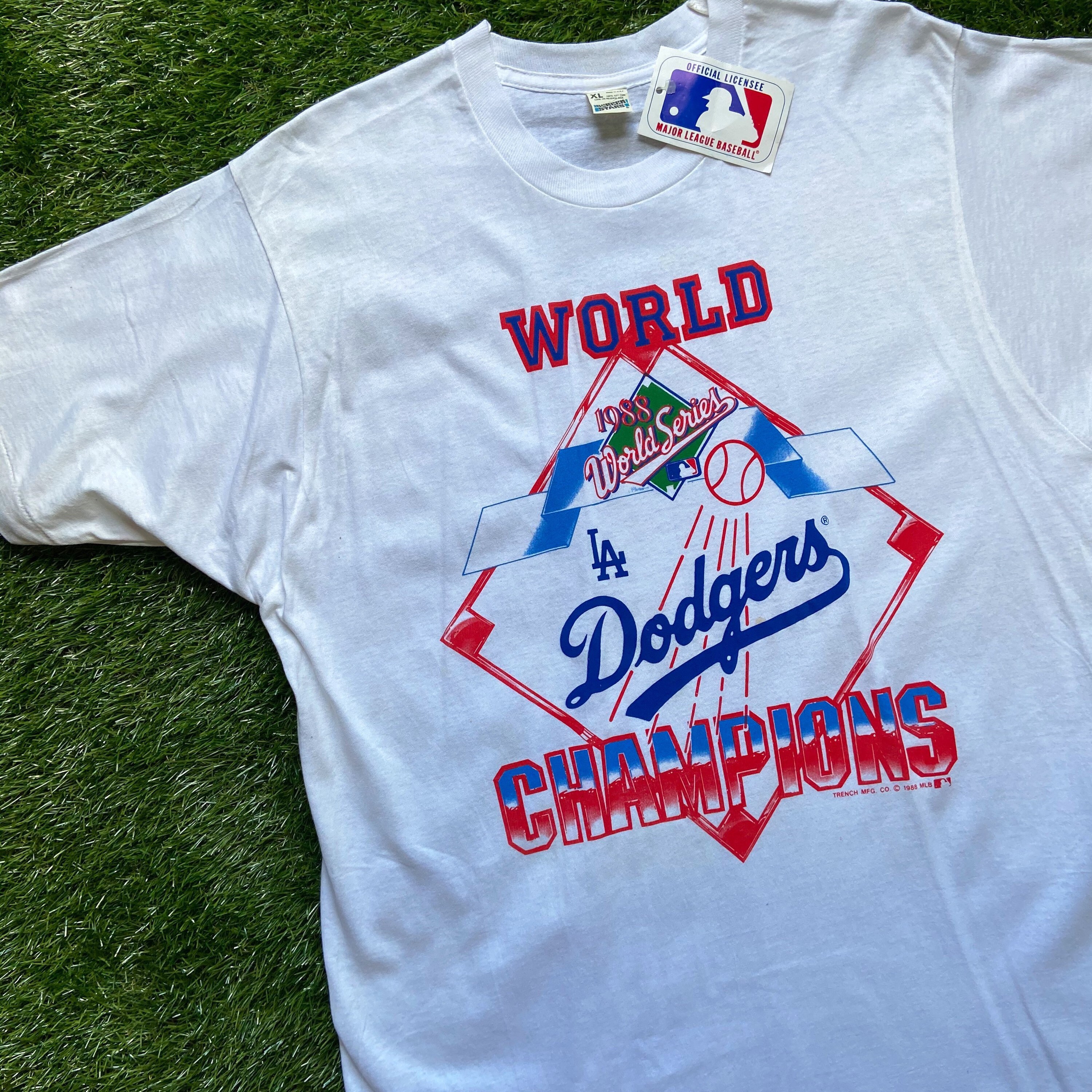 LegacyVintage99 Vintage Los Angeles Dodgers 1988 World Series Champions MLB Screen Stars Made USA New with Tags 1980s 80s California Baseball Tee T Shirt