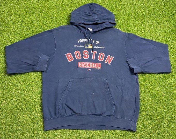 Vintage Boston Red Sox Hoodie Sweatshirt Made USA Size Xtra Large XL MLB Baseball New England Massachusetts Pull Over Oversized 1990s 90s