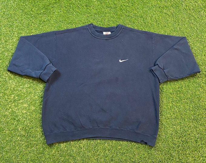 Vintage Nike Crewneck Sweatshirt Made USA Size Large Swoosh Just Do It Classic Air Jordan 1990s 90s Original Pull Over Oversized