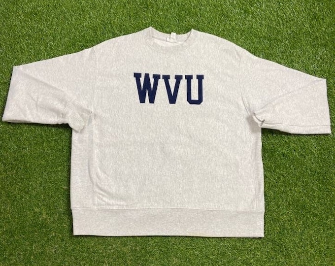 Vintage West Virginia University Crewneck Sweatshirt Champion Size Xtra Large XL Mountaineers WVU NCAA College Football Pull Over 1990s 90s