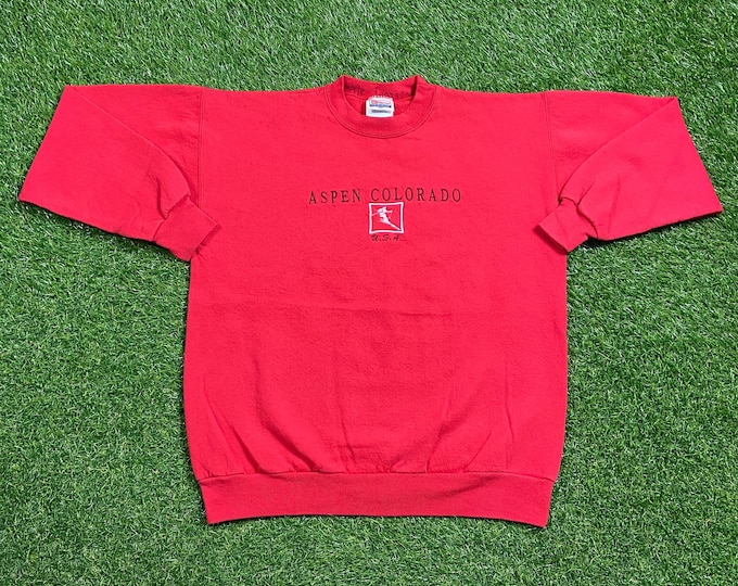 Vintage Aspen Colorado Crewneck Sweatshirt Size Medium M Boulder Denver 1990s 90s Pull Over Oversized