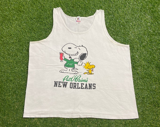 Vintage Snoopy Tank Top Shirt Fruit of Loom Xtra Large XL Peanuts Charlie Brown Schulz 90s Original New Orleans St Patrick’s Day Pat oBriens