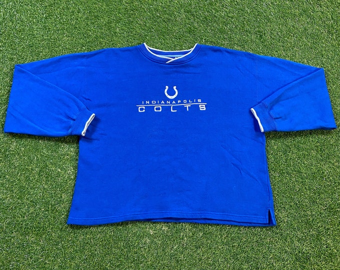Vintage Indianapolis Colts Crewneck Sweatshirt Fans Gear Size Large L NFL Football Indiana Peyton Manning 1990s 90s Pull Over Oversized