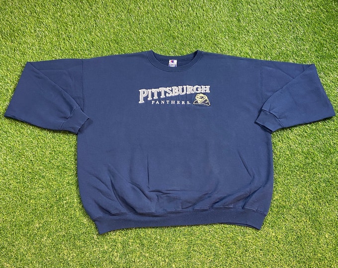 Vintage University of Pittsburgh Panthers Crewneck Sweatshirt Size XXL 2XL NCAA College Basketball Pennsylvania 1990s Pull Over Oversized