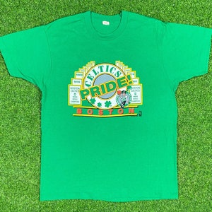 Vintage Boston Celtics Pride Screen Stars T Shirt Size Xtra Large 1980s 80s NBA Green Rare Made in USA Basketball Finals Champions XL Rafter