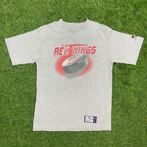 Vintage Detroit Red Wings T Shirt Tee Hockey Rules Size Medium M NHL Hockey Michigan 1990s 90s