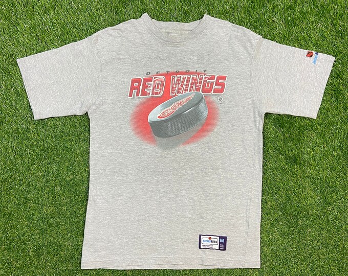 Vintage Detroit Red Wings T Shirt Tee Hockey Rules Size Medium M NHL Hockey Michigan 1990s 90s