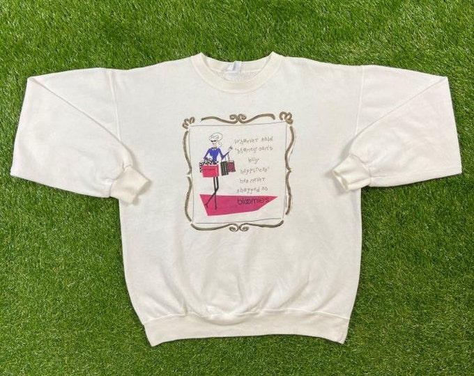 Vintage Bloomies Bloomingdale's Inc Crewneck Sweater Santee Made USA Size Large Macy's American Luxury High Fashion Designer Classic