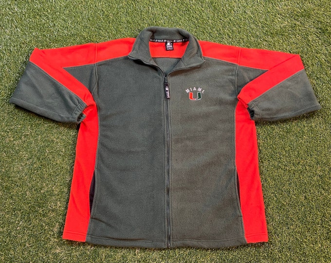 Vintage University of Miami Hurricanes Fleece Jacket Starter Size Large L NCAA College Football 305 The U Miami Style Florida Classic 1990s