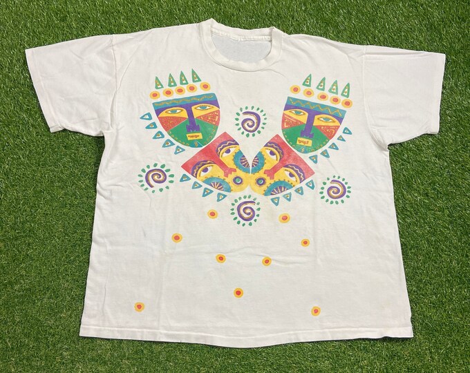 Vintage Art T Shirt Tee Size Xtra Large XL Cool Design Artsy Wacky 1990s 90s