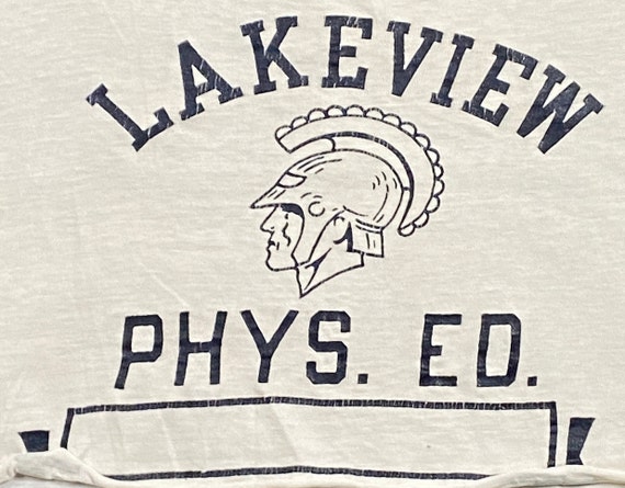 Vintage Lakeview Physical Education Crop Top Shirt Size Small S Classic Gym Workout Gear Exercise Weights 1990s 90s View 3
