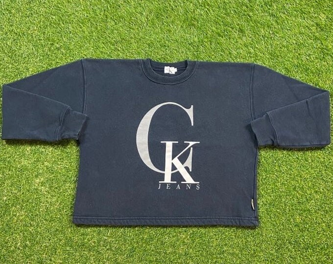 Vintage Calvin Klein Jeans Crewneck Sweatshirt Size Small S CK American Fashion House New York NYC Classic Apparel 1990s 90s Pull Over