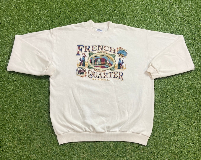 Vintage New Orleans Crewneck Sweatshirt Size Xtra Large XL Bourbon Street French Quarter Big Easy Creole Louisiana France 1990s 90s