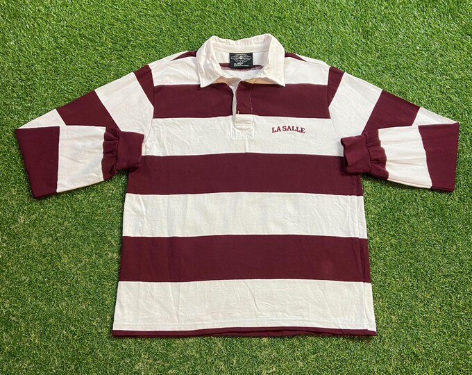 Vintage La Salle University Polo Long Sleeve Shirt Size Medium M Philadelphia Pennsylvania Classic College 1990s 90s