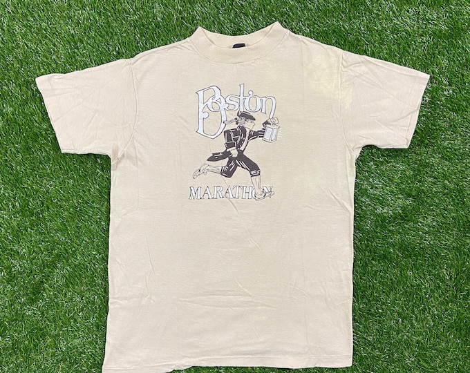 Vintage Boston Marathon T Shirt Tee Size Medium M 80s 1980s Massachusetts New England Classic University Marathon