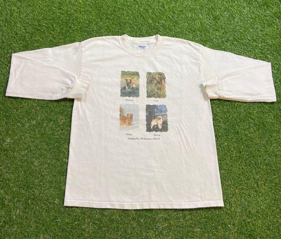 Vintage Golden Retriever Dog Portrait Long Sleeve Shirt Size Large L ...