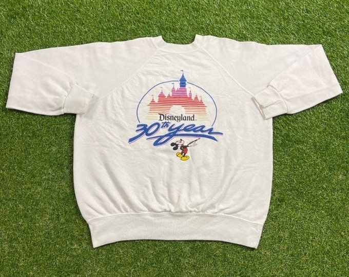 Vintage Disneyland 30th Year Crewneck Sweatshirt Size Large L Walt Disney World Mickey Mouse Magic Kingdom WDW 1990s 90s Pull Over Oversized