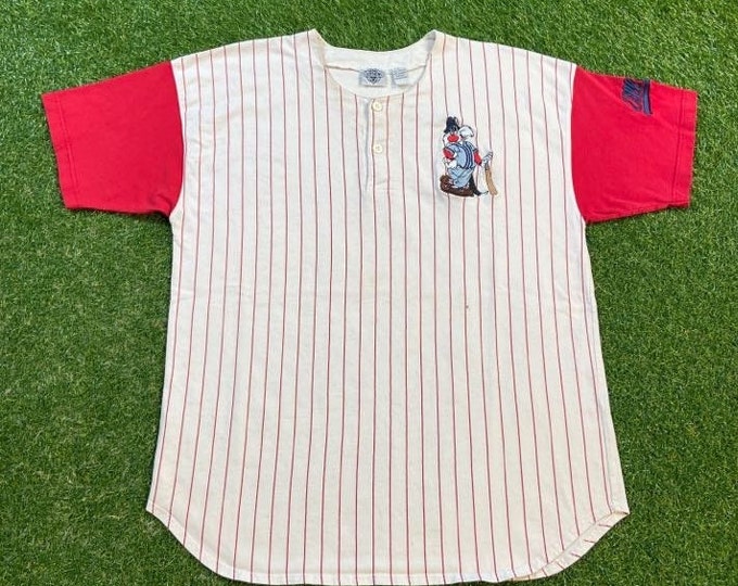 Vintage Sylvester the Cat Baseball Jersey Shirt Acme Clothing Size Large L Looney Tunes Tweety Bird Classic Cartoon Warner Bros Space Jam