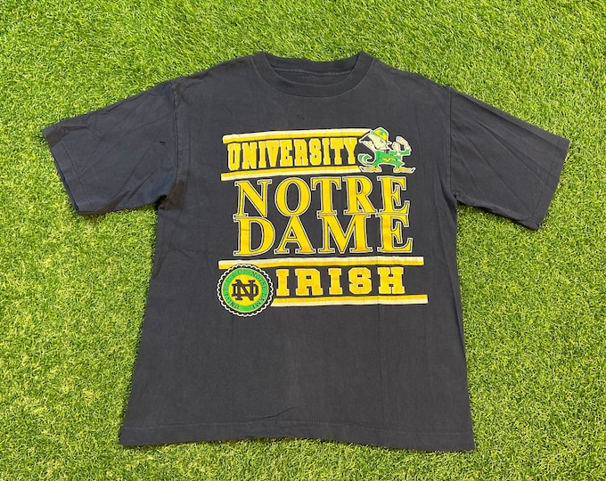 Vintage University of Notre Dame T Shirt Tee Size Small S Fighting Irish 1990s 90s NCAA College Football Classic