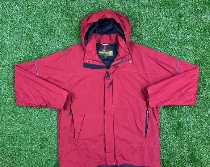 Vintage Timberland Winter Athletic Parka Jacket Size Large Warm Zipper Jacket Windbreaker Raincoat Mens 1990s Coat Hiking Hood Rain 90s
